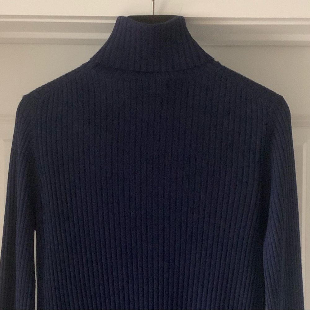 Massimo Dutti Dark Blue Wool Cashmere Turtleneck - Picture 4 of 9